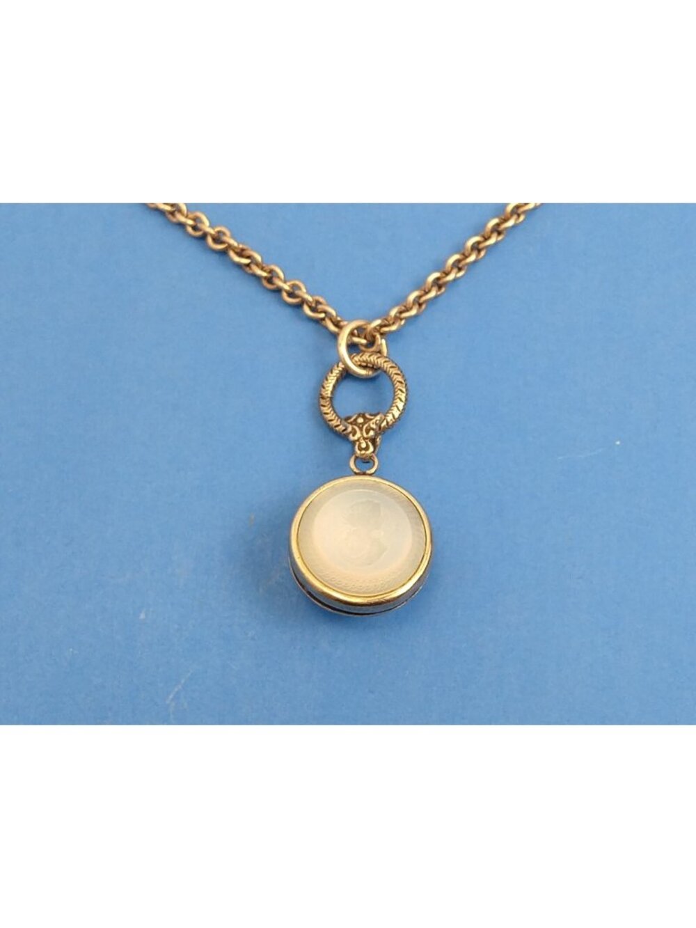 Light Blue Glass Cameo Silver Pendant Necklace